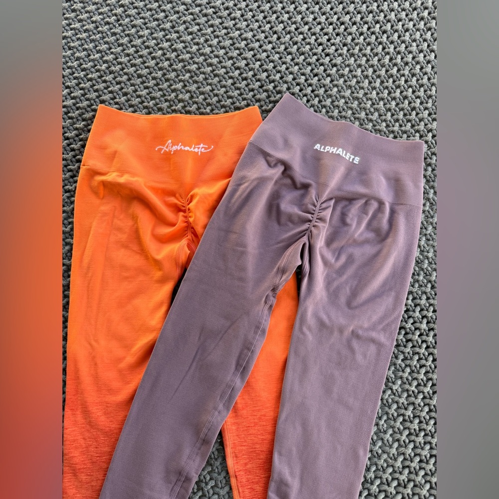 2 pairs Alphalete Honey & Rose pink Amplify Leggings size Xsmall